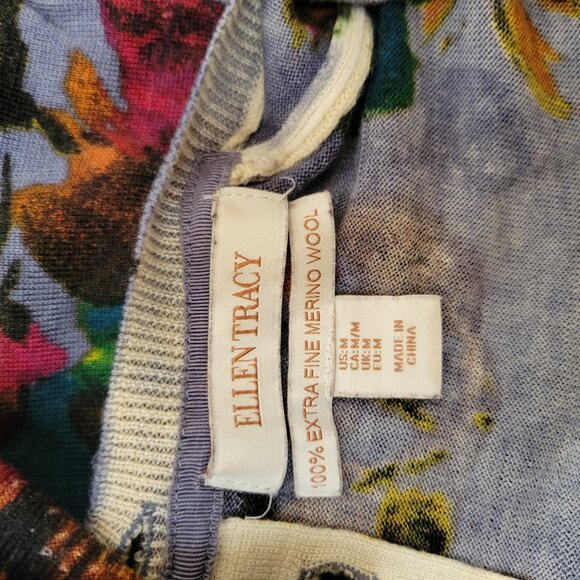ELLEN TRACY Floral Fine Merino Wool Sweater - Picture 10 of 10